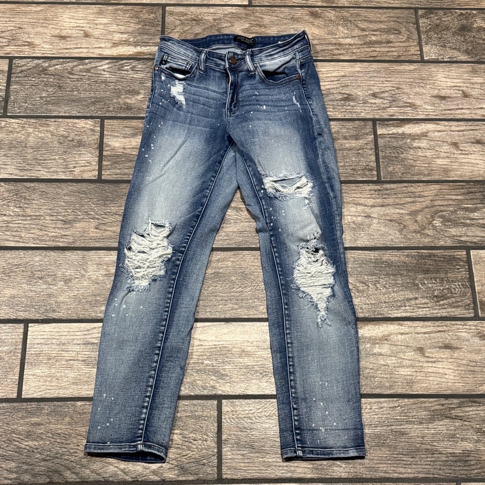 Judy Blue boyfriend fit distressed jeans dark wash size 5/27 - Picture 12 of 12